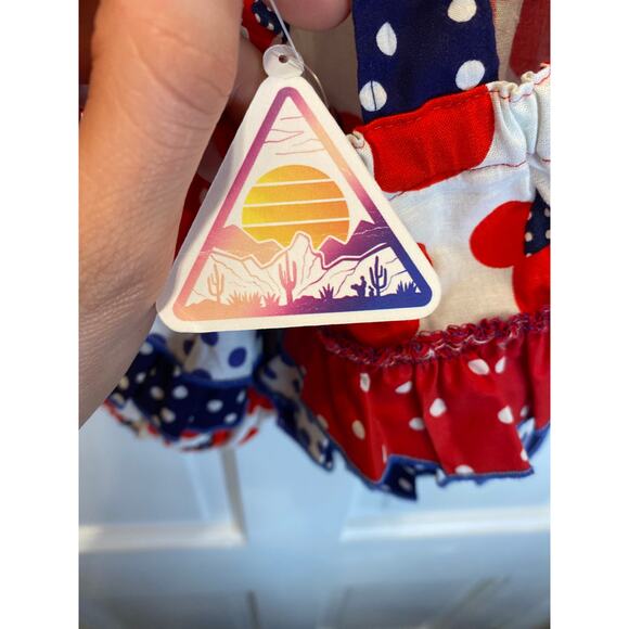 NWT Patriotic Red White Blue Disney Minnie Mouse Ruffle Romper 6 months - Picture 5 of 6